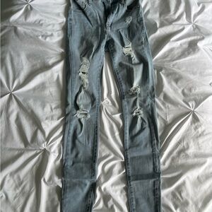 Light Blue Ripped Jeggings Aeropostale